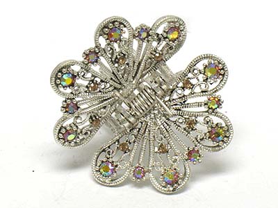 Crystal deco casting metal hair claw