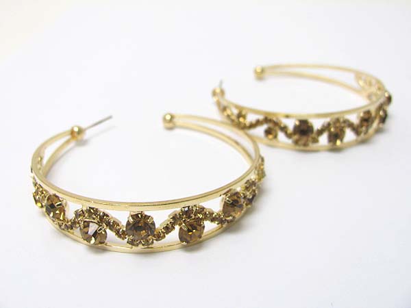 Crystal deco metal arc earring