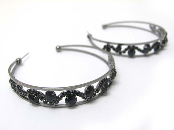 Crystal deco metal arc earring
