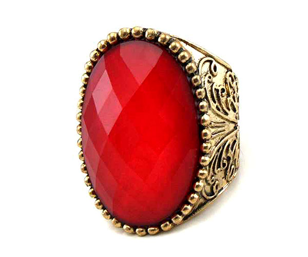 Facet acryl oval stretch ring