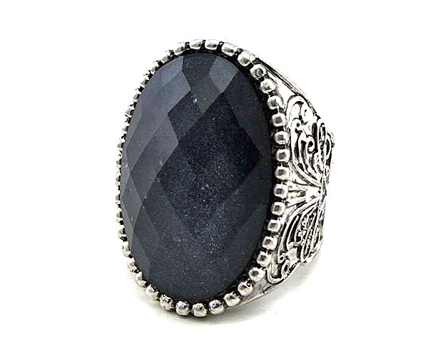 Facet acryl oval stretch ring