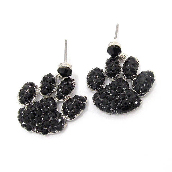Crystal paw print earring
