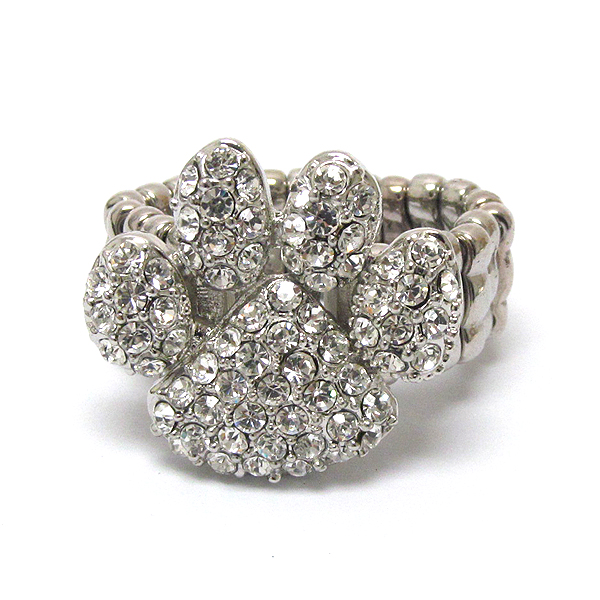 Crystal paw print stretch ring