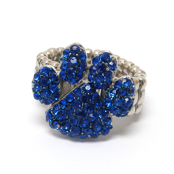 Crystal paw print stretch ring