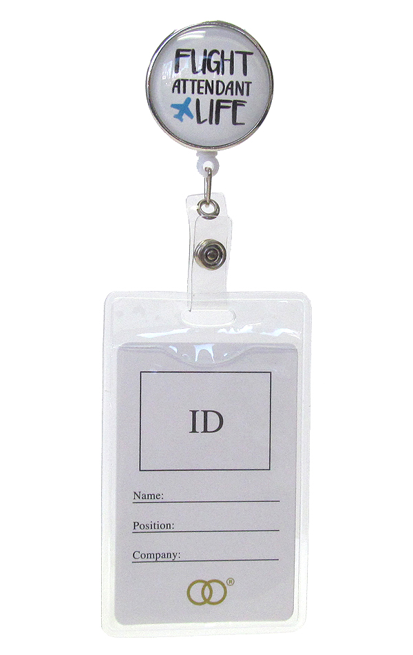 Clip back retractable reel cabochon id holder - flight attendant life