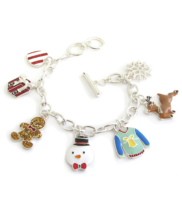 CHRISTMAS THEME MULTI CHARM TOGGLE BRACELET - GINGER BREAD