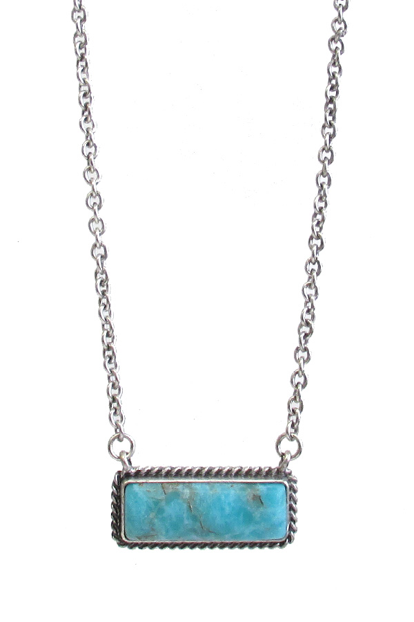 TURQUOISE BAR PENDANT NECKLACE