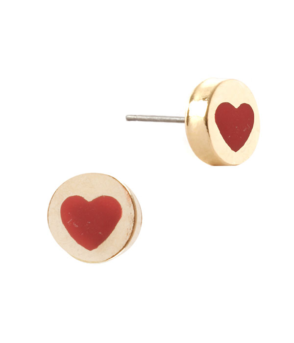 Valentine heart button earring