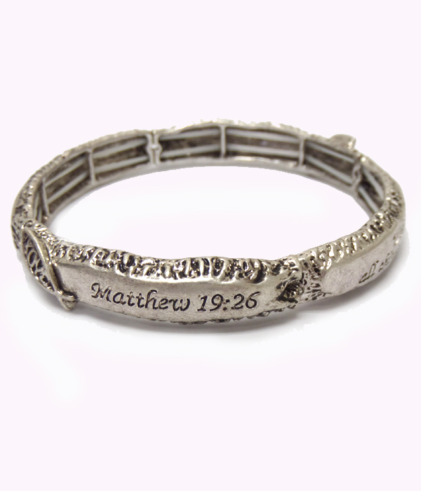 Metal textured bracelet bible verse bracelet