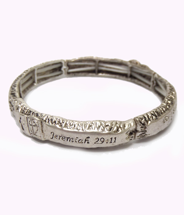Metal textured bracelet bible verse bracelet