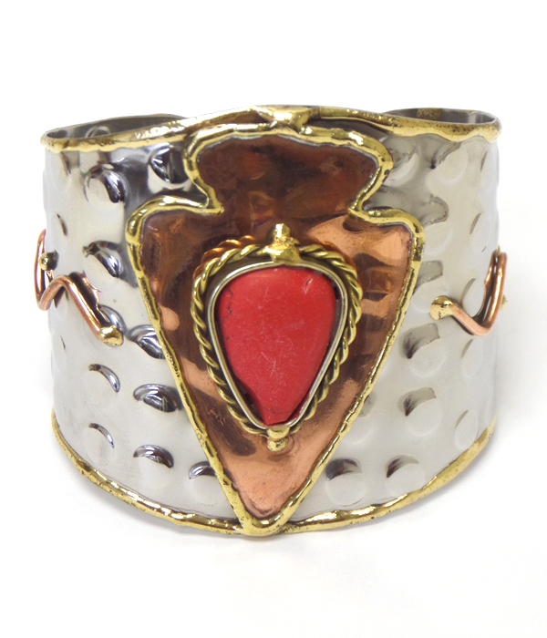 Handmade metal art bangle bracelet - 100% brass