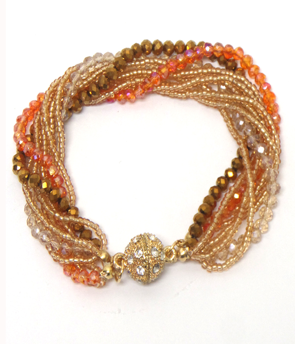Multi seedbeads linked ball bracelet set