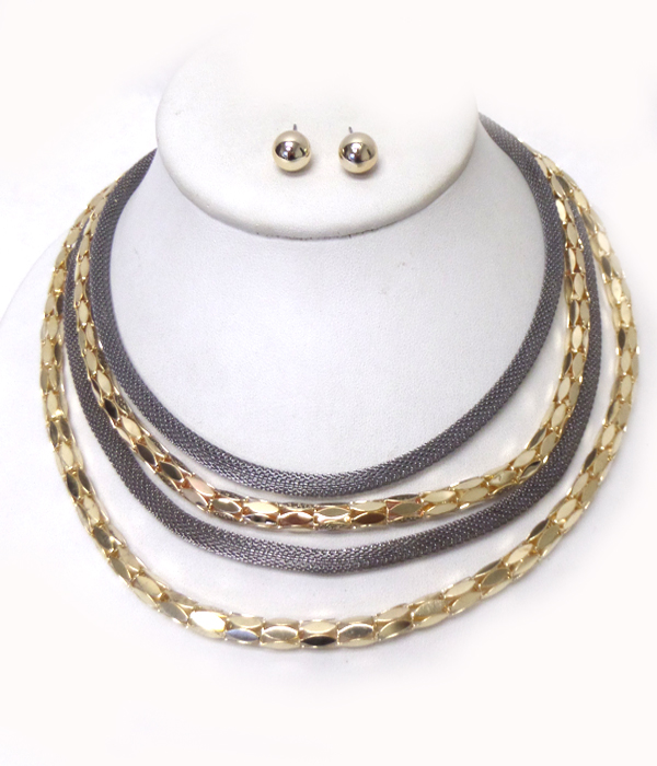 Multi metal chain necklace set