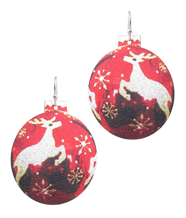 CHRISTMAS THEME METAL SHEET EARRING - REINDEER