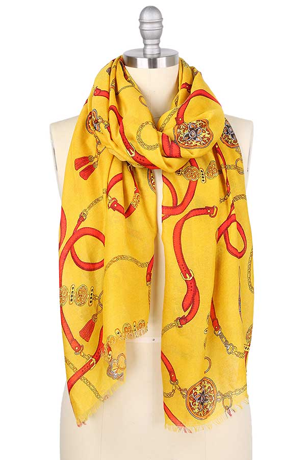 CHAIN PRINT SCARF - 100% POLYESTER