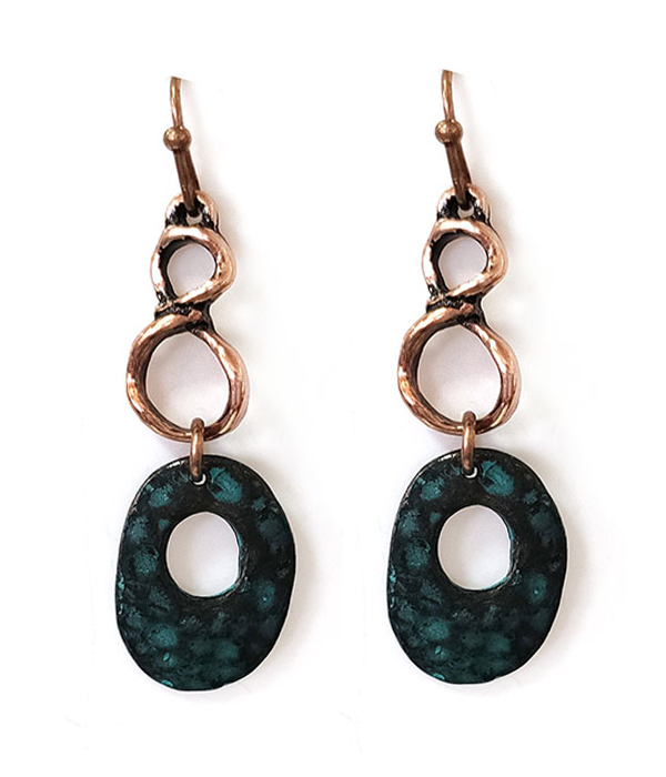 PATINA DISC DROP EARRING