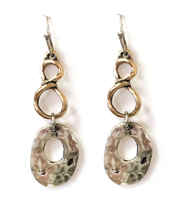 HAMMERED DISC DROP EARRING
