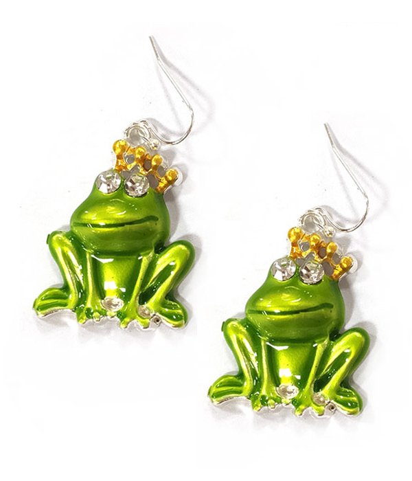 Lucky theme epoxy frog earring
