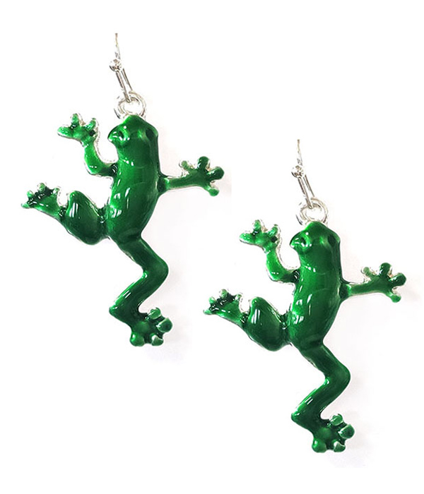 Lucky theme epoxy frog earring