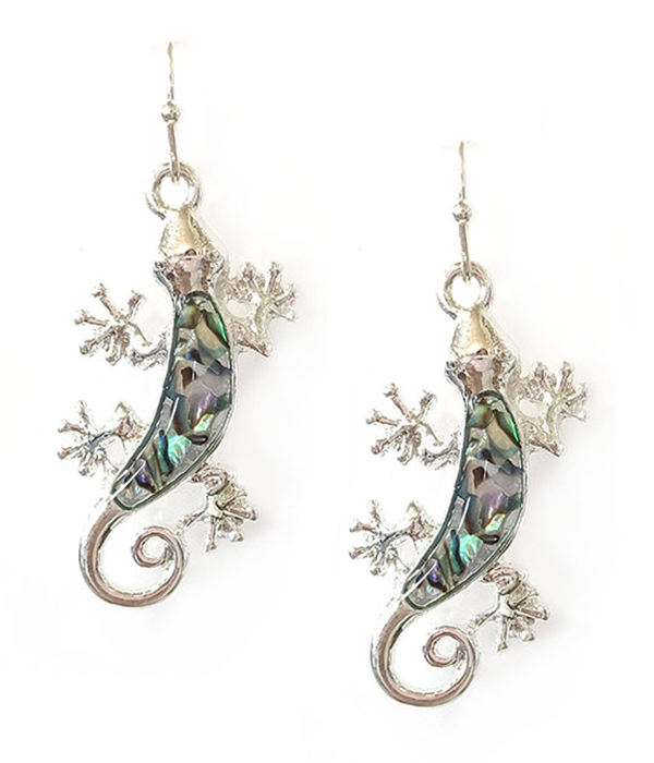 Abalone lizard earring - gecko