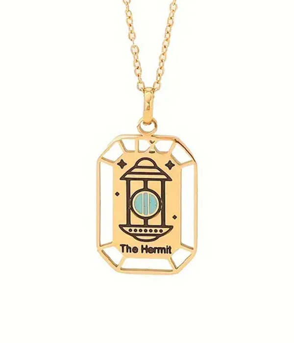 Tarot card pendant necklace - hermit