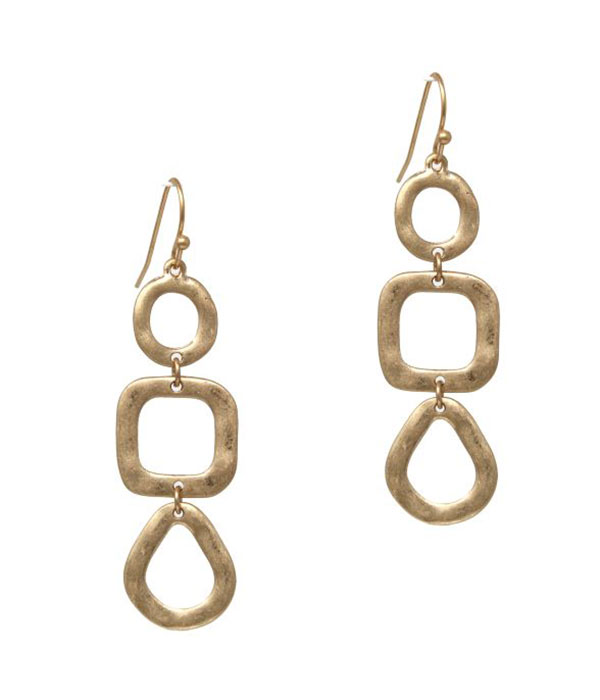 Geometric triple drop earring