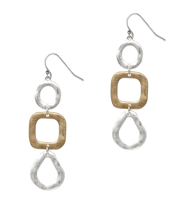 Geometric triple drop earring