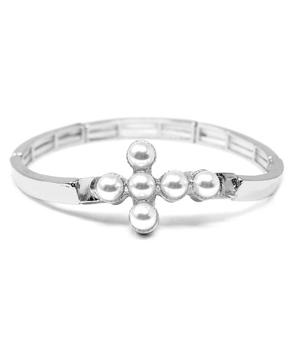 Pearl cross stretch bracelet
