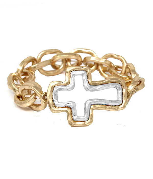 Cross chain stretch bracelet
