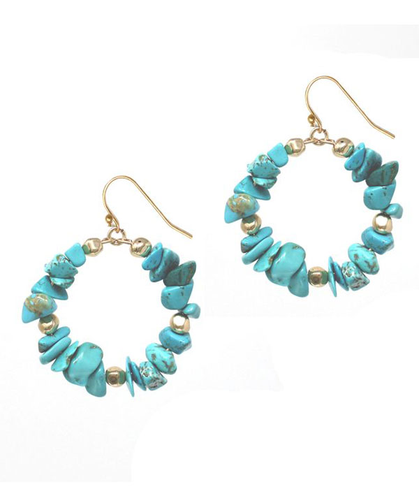 Chip stone hoop earring