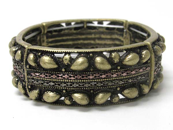 ANITIQUE BURNISH TEXTURED METAL STRETHC BRACELET