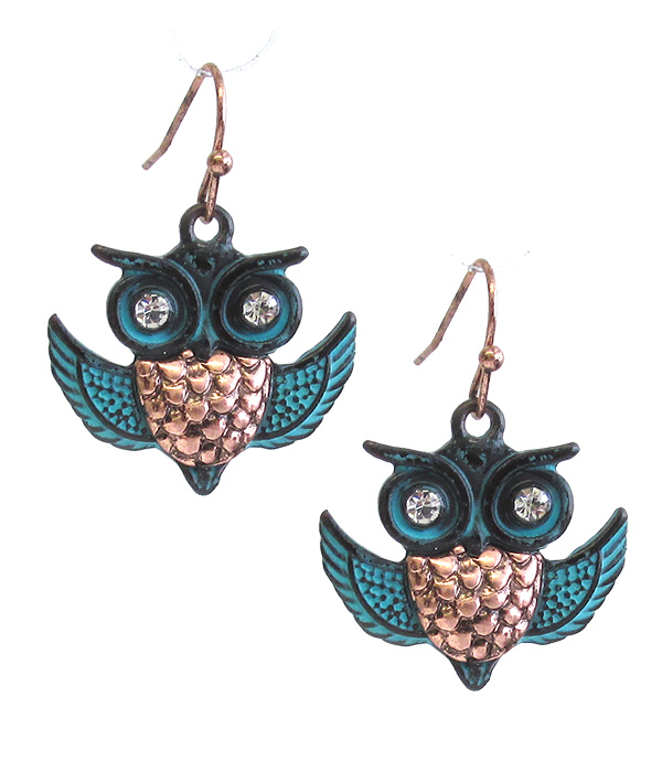 PATINA OWL EARRING