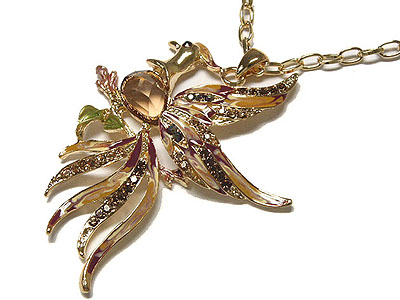 Boutique style crystal phoenix necklace