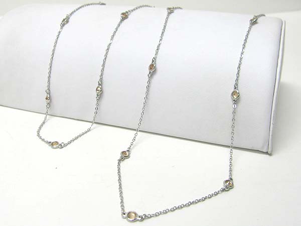 Crystal stone joint long metal chain neckalce