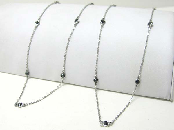 Crystal stone joint long metal chain neckalce