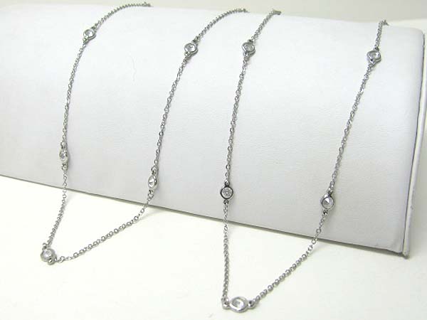 Crystal stone joint long metal chain neckalce