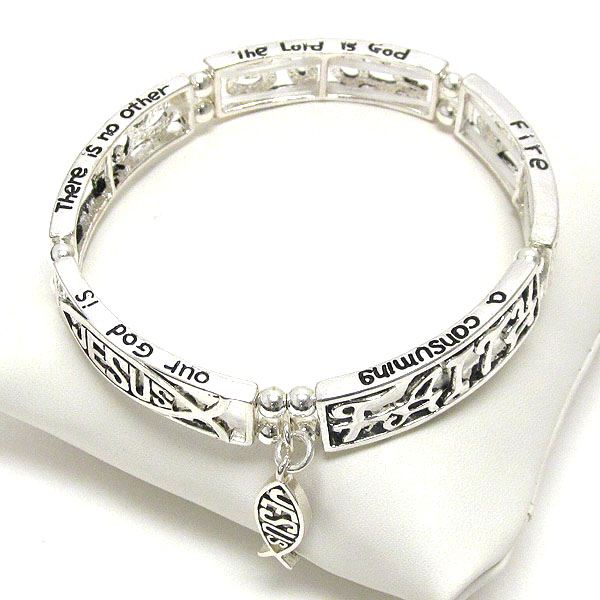 Religious inspiration message stretch bracelet - jesus faith hope love