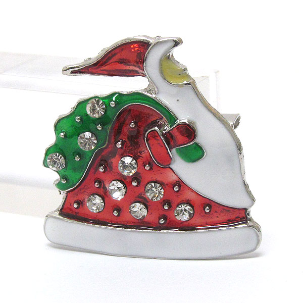 Crystal and epoxy deco santa pin or brooch