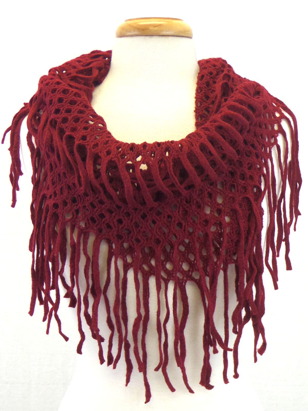 Infinity net and fringe scarf