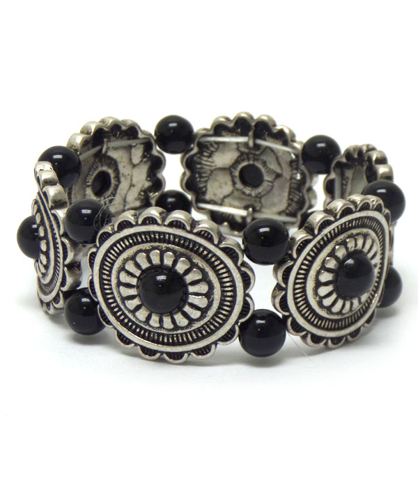 Metal concho and stone bracelet