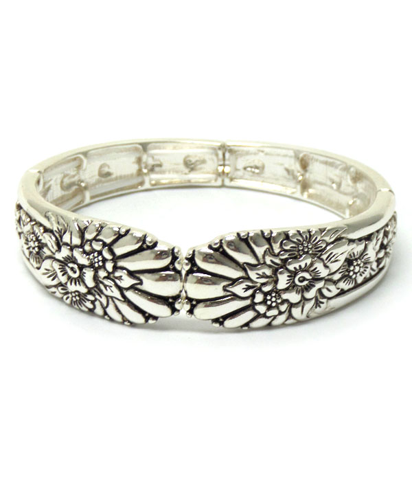 Silver utencil inspired stretch bracelet
