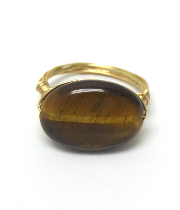 Tiger eye stone wire  ring 