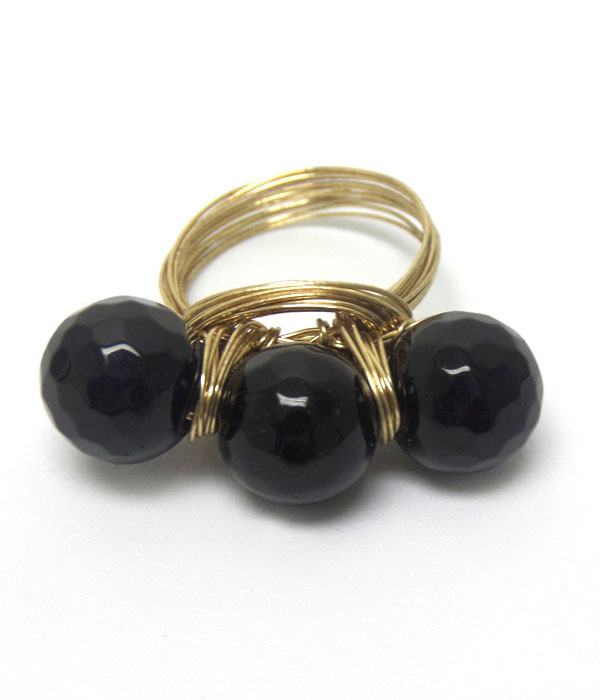 Genuine stone wire wrap ring