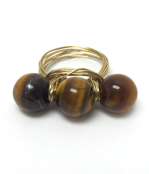 Genuine stone wire wrap ring