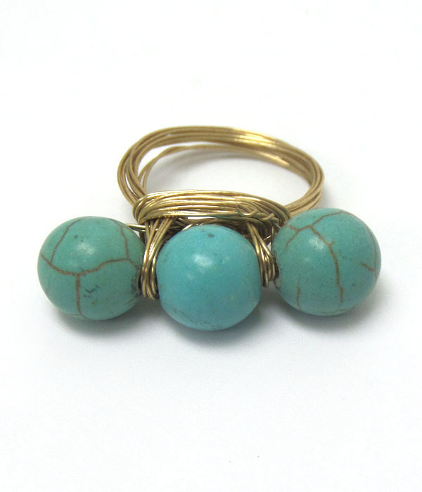 Genuine stone wire wrap ring