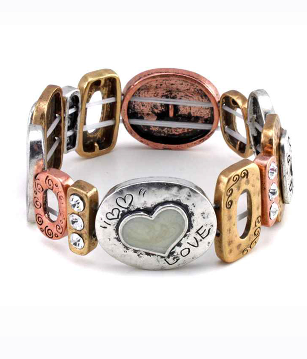 Chico style vintage metal stretch bracelet - love theme