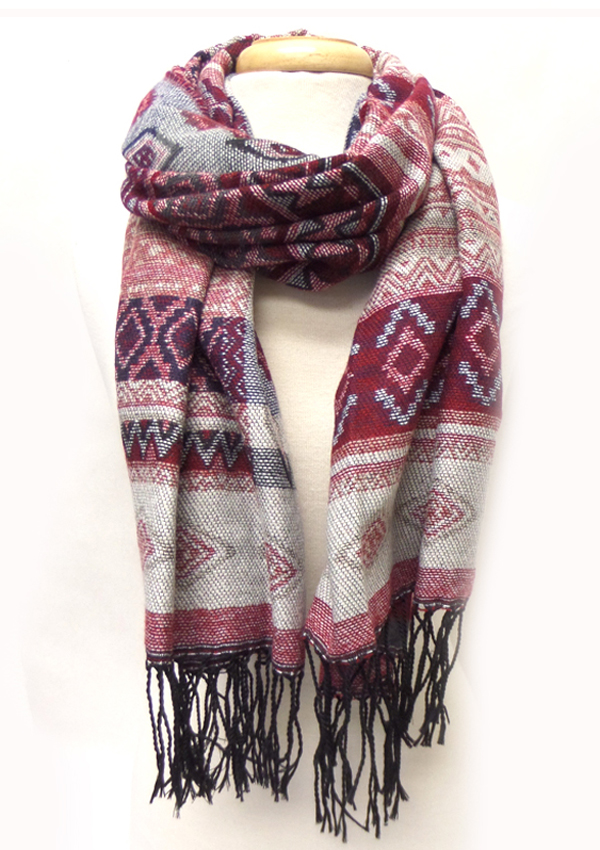 Bohemian color fringe drop winter scarf