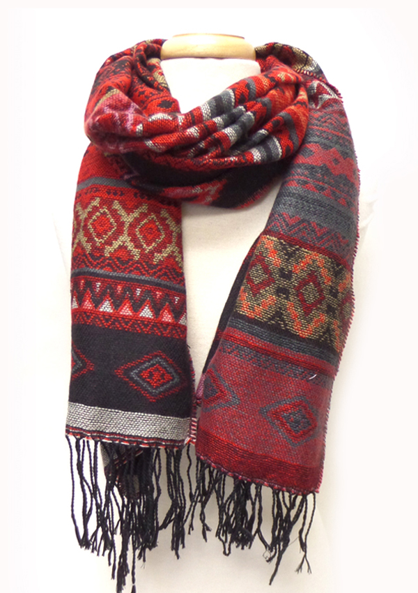 Bohemian color fringe drop winter scarf
