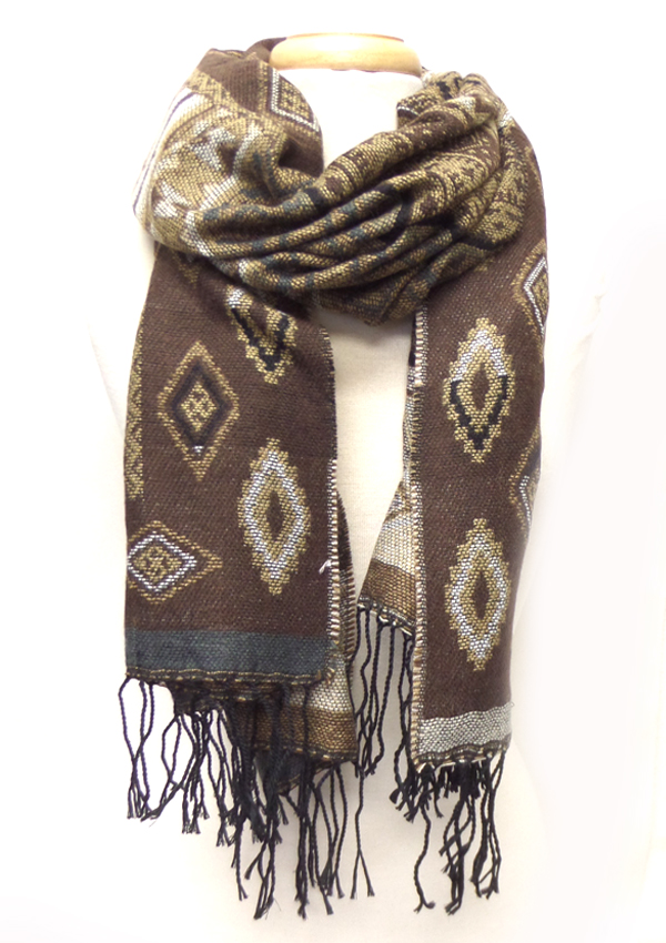Bohemian color fringe drop winter scarf
