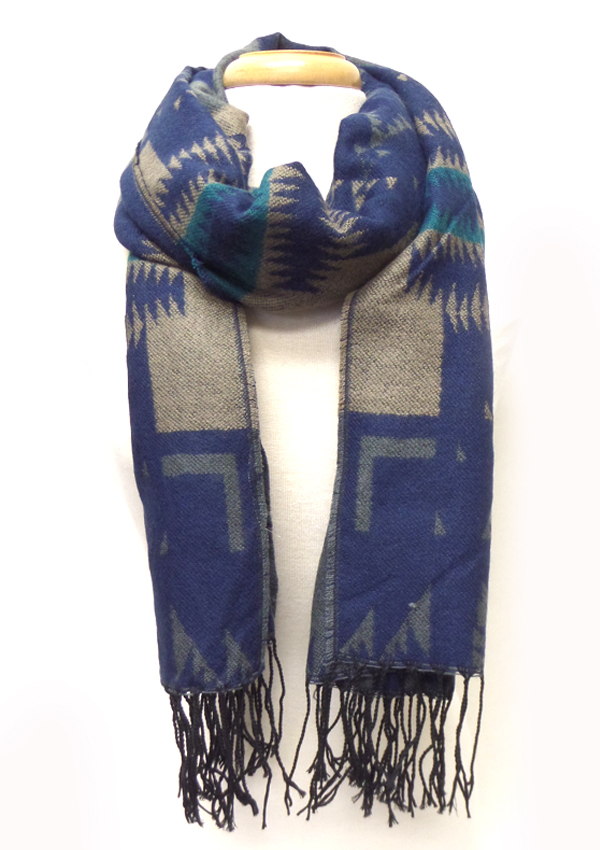 Bohemian color fringe drop winter scarf